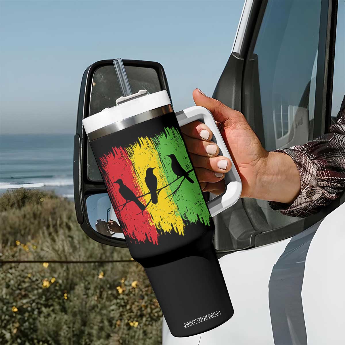 Three Birds Rasta Jamaica Reggae Music Tumbler With Handle TS11 Print Your Wear