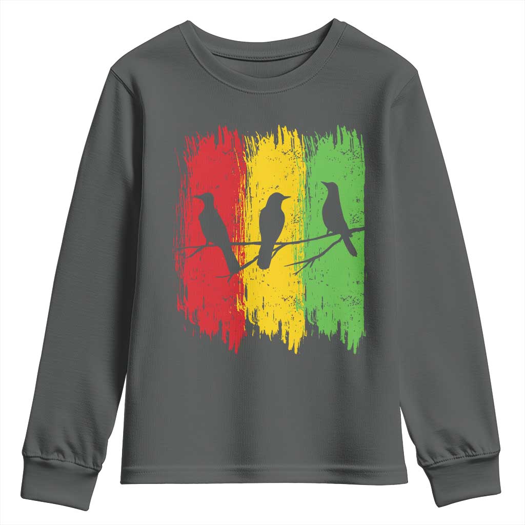 Three Birds Rasta Jamaica Reggae Music Youth Sweatshirt TS11 Dark Heather Print Your Wear