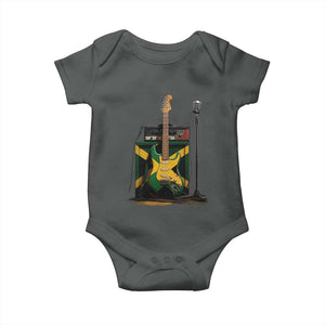 Reggae Guitar Jamaican Flag Amp Microphone Music Lover Baby Onesie TS11 Dark Heather Print Your Wear