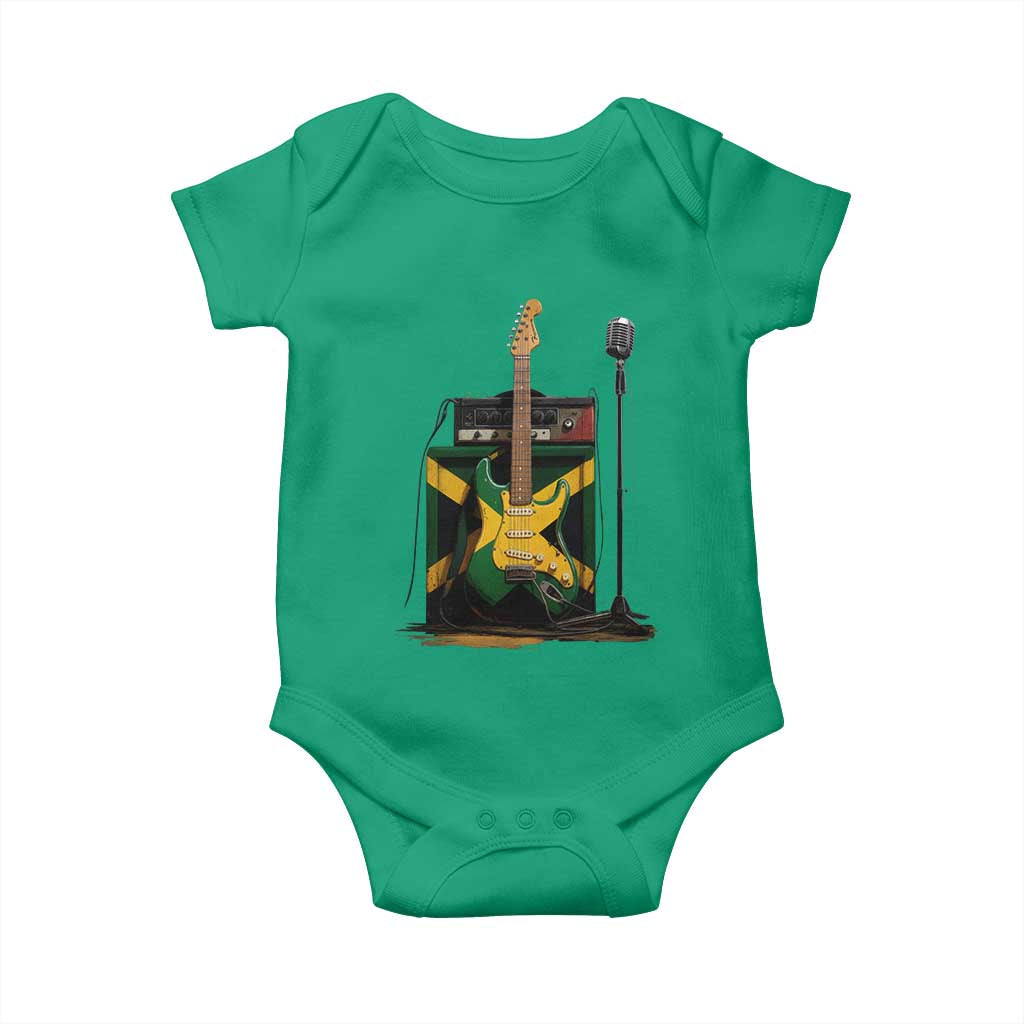 Reggae Guitar Jamaican Flag Amp Microphone Music Lover Baby Onesie TS11 Irish Green Print Your Wear
