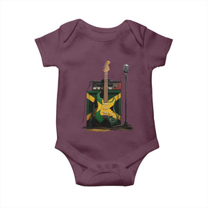 Reggae Guitar Jamaican Flag Amp Microphone Music Lover Baby Onesie TS11 Maroon Print Your Wear