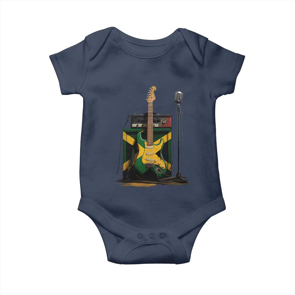Reggae Guitar Jamaican Flag Amp Microphone Music Lover Baby Onesie TS11 Navy Print Your Wear