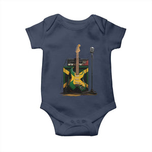 Reggae Guitar Jamaican Flag Amp Microphone Music Lover Baby Onesie TS11 Navy Print Your Wear