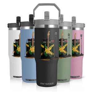 Reggae Guitar Jamaican Flag Amp Microphone Music Lover Flip Straw Tumbler TS11 Print Your Wear