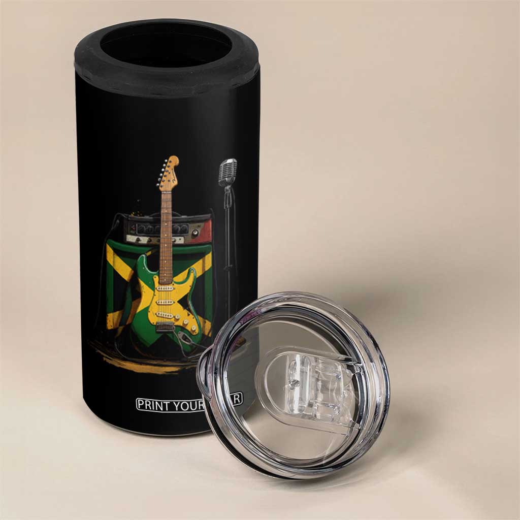 Reggae Guitar Jamaican Flag Amp Microphone Music Lover 4 in 1 Can Cooler Tumbler TS11 Print Your Wear