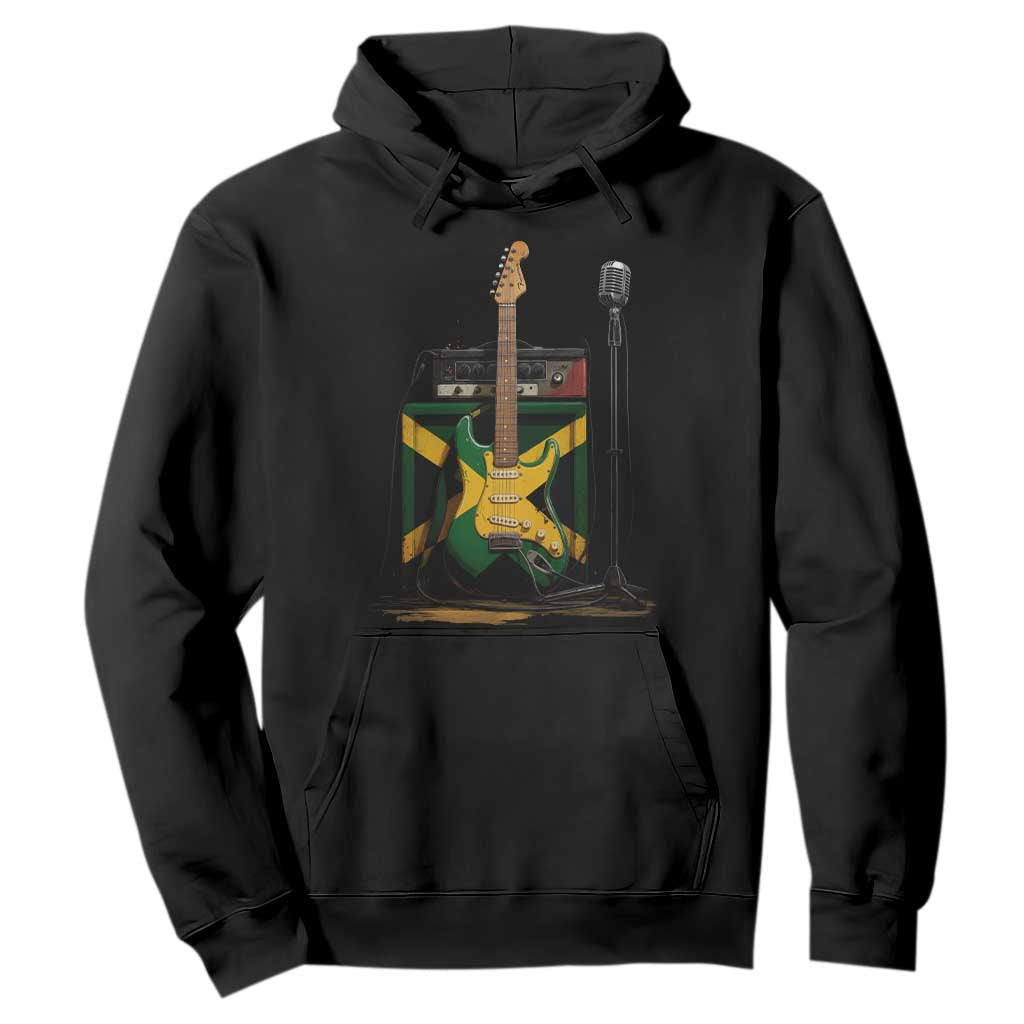 Reggae Guitar Jamaican Flag Amp Microphone Music Lover Hoodie TS11 Black Print Your Wear