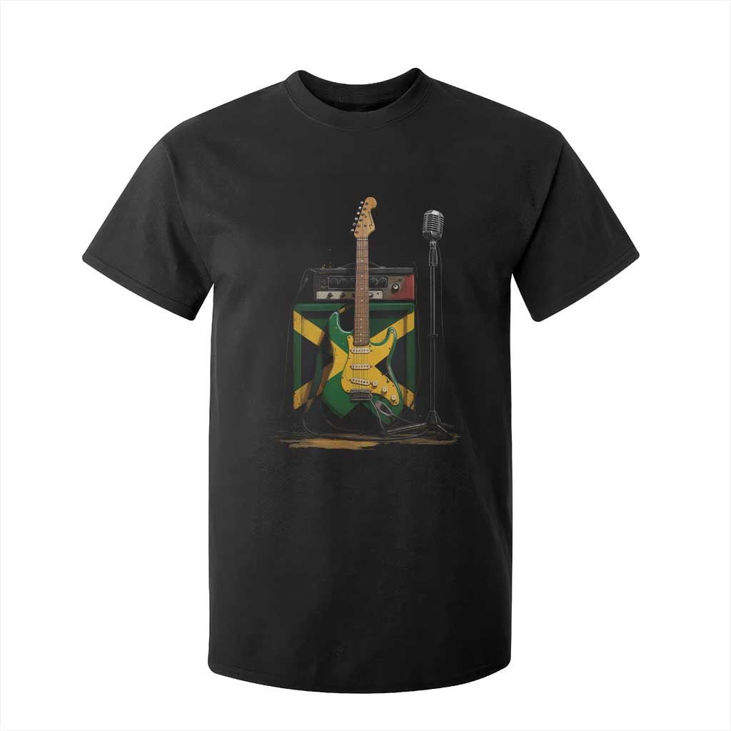 Reggae Guitar Jamaican Flag Amp Microphone Music Lover T Shirt For Kid TS11 Black Print Your Wear