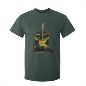 Reggae Guitar Jamaican Flag Amp Microphone Music Lover T Shirt For Kid TS11 Dark Forest Green Print Your Wear