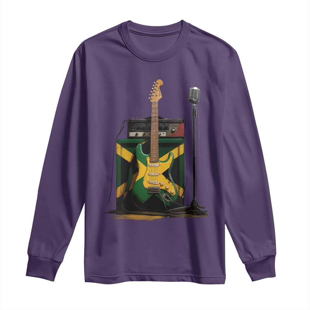 Reggae Guitar Jamaican Flag Amp Microphone Music Lover Long Sleeve Shirt TS11 Purple Print Your Wear