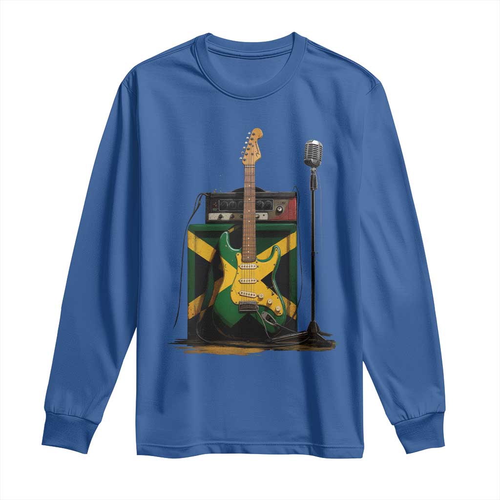 Reggae Guitar Jamaican Flag Amp Microphone Music Lover Long Sleeve Shirt TS11 Royal Blue Print Your Wear