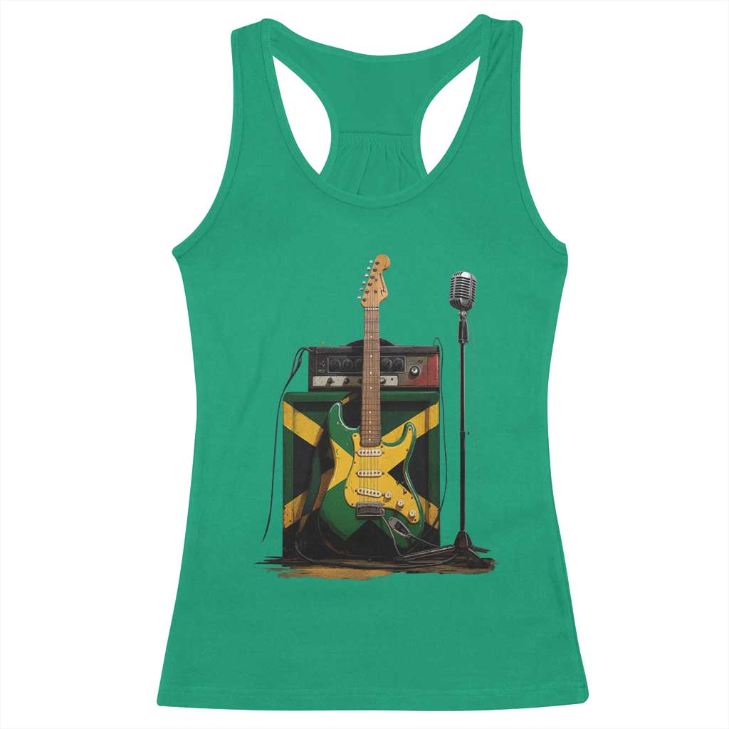 Reggae Guitar Jamaican Flag Amp Microphone Music Lover Racerback Tank Top TS11 Irish Green Print Your Wear
