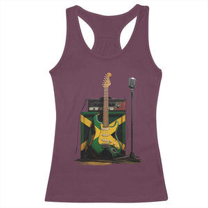 Reggae Guitar Jamaican Flag Amp Microphone Music Lover Racerback Tank Top TS11 Maroon Print Your Wear
