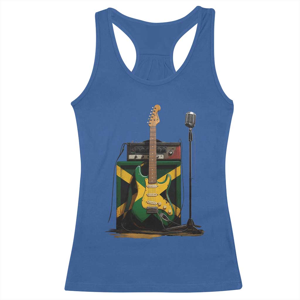 Reggae Guitar Jamaican Flag Amp Microphone Music Lover Racerback Tank Top TS11 Royal Blue Print Your Wear