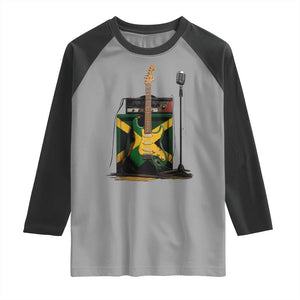 Reggae Guitar Jamaican Flag Amp Microphone Music Lover Raglan Shirt TS11 Sport Gray Black Print Your Wear