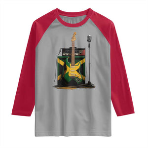 Reggae Guitar Jamaican Flag Amp Microphone Music Lover Raglan Shirt TS11 Sport Gray Red Print Your Wear