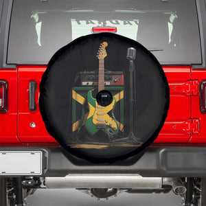 Reggae Guitar Jamaican Flag Amp Microphone Music Lover Spare Tire Cover TS11 Black Print Your Wear