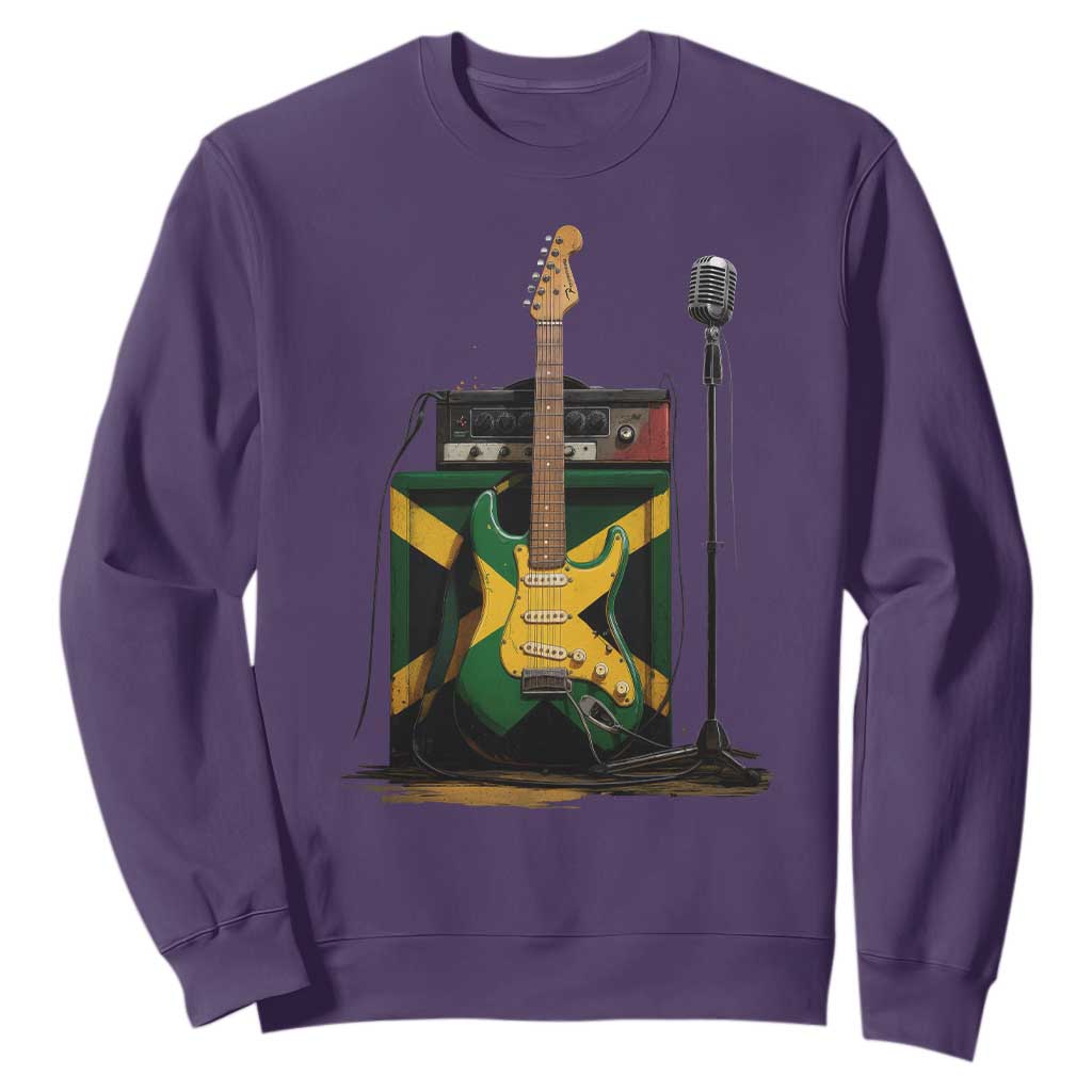 Reggae Guitar Jamaican Flag Amp Microphone Music Lover Sweatshirt TS11 Purple Print Your Wear