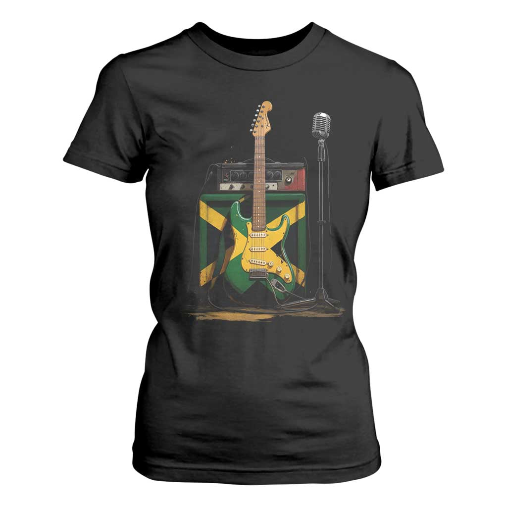 Reggae Guitar Jamaican Flag Amp Microphone Music Lover T Shirt For Women TS11 Black Print Your Wear