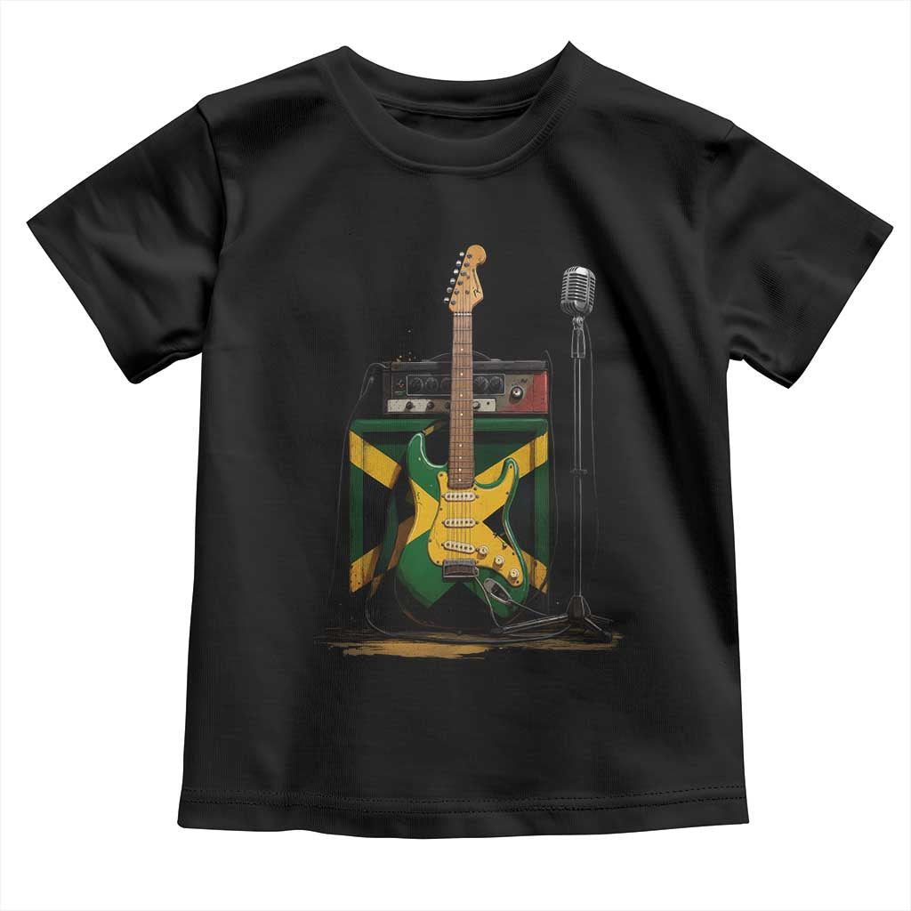 Reggae Guitar Jamaican Flag Amp Microphone Music Lover Toddler T Shirt TS11 Black Print Your Wear