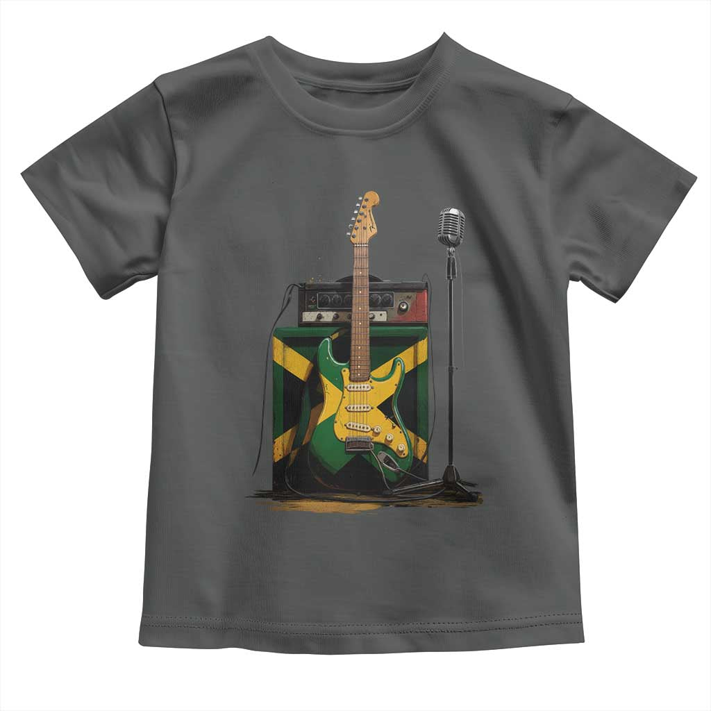 Reggae Guitar Jamaican Flag Amp Microphone Music Lover Toddler T Shirt TS11 Dark Heather Print Your Wear
