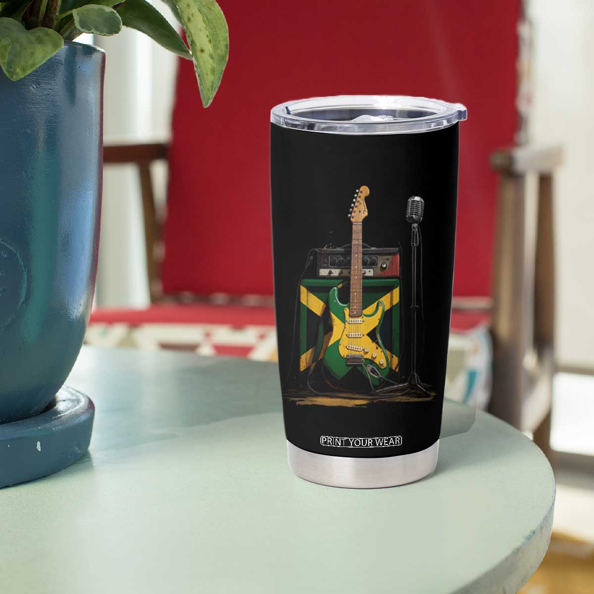 Reggae Guitar Jamaican Flag Amp Microphone Music Lover Tumbler Cup TS11 Print Your Wear