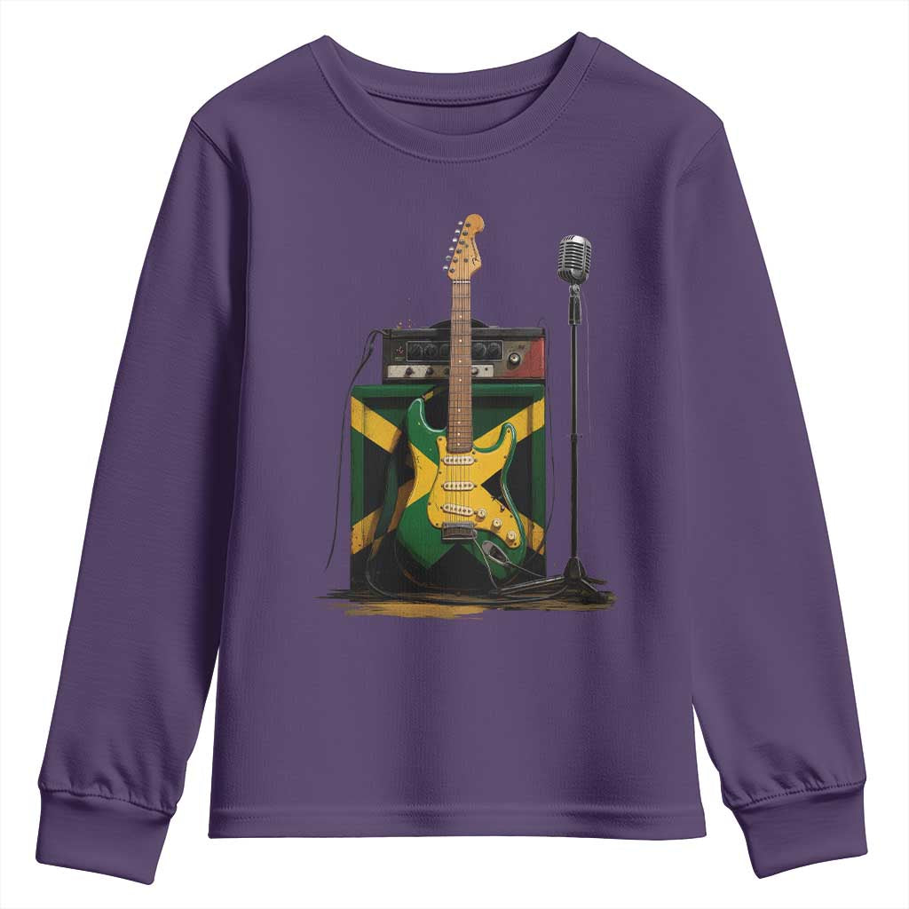 Reggae Guitar Jamaican Flag Amp Microphone Music Lover Youth Sweatshirt TS11 Purple Print Your Wear