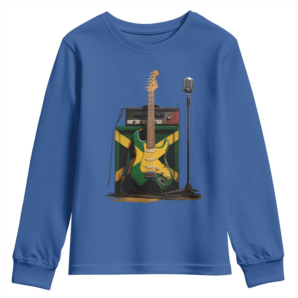 Reggae Guitar Jamaican Flag Amp Microphone Music Lover Youth Sweatshirt TS11 Royal Blue Print Your Wear