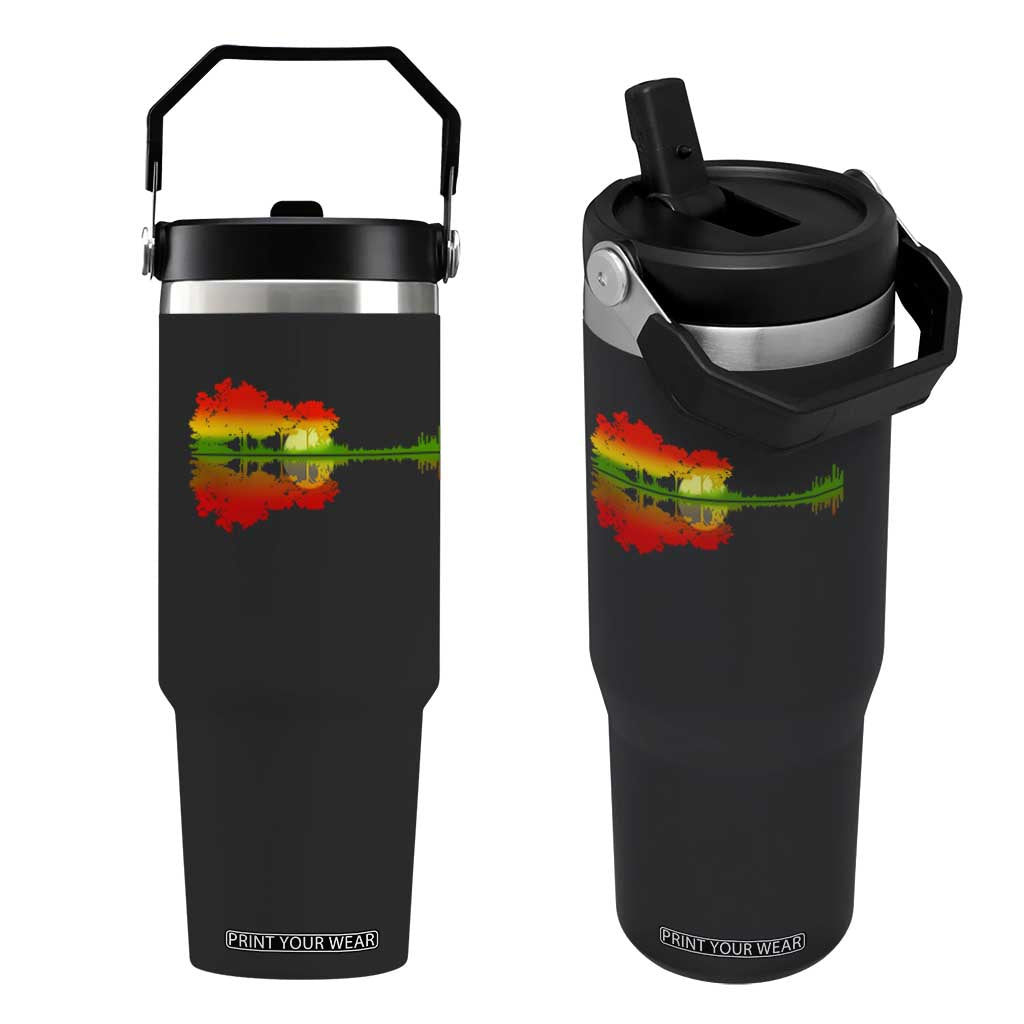 Reggae Music Guitar Lake Shadow Jamaica Rasta Flip Straw Tumbler TS11 One Size: 30 oz Black Print Your Wear
