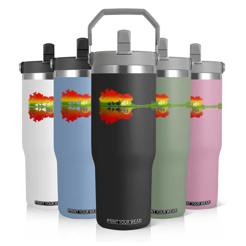 Reggae Music Guitar Lake Shadow Jamaica Rasta Flip Straw Tumbler TS11 Print Your Wear
