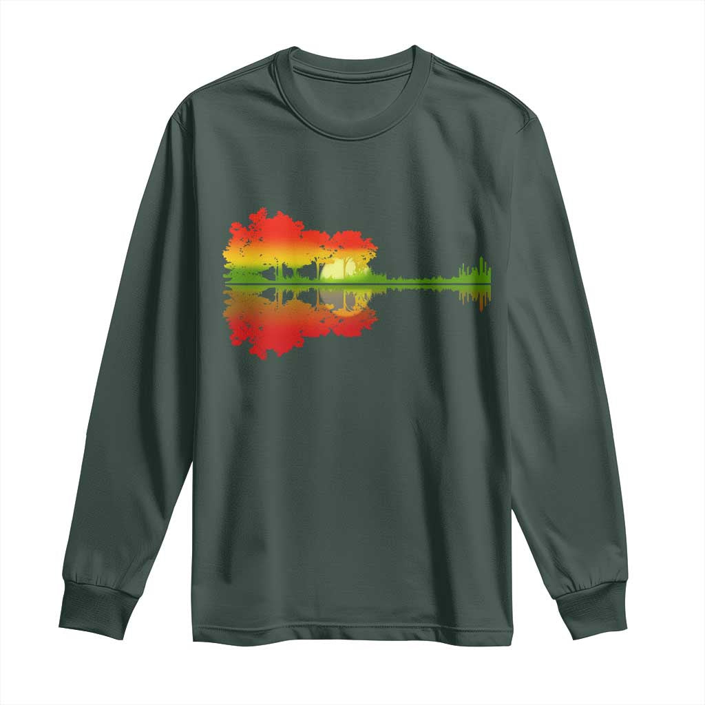 Reggae Music Guitar Lake Shadow Jamaica Rasta Long Sleeve Shirt TS11 Dark Forest Green Print Your Wear