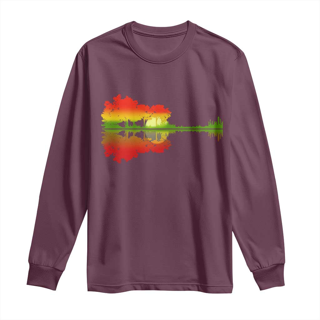 Reggae Music Guitar Lake Shadow Jamaica Rasta Long Sleeve Shirt TS11 Maroon Print Your Wear