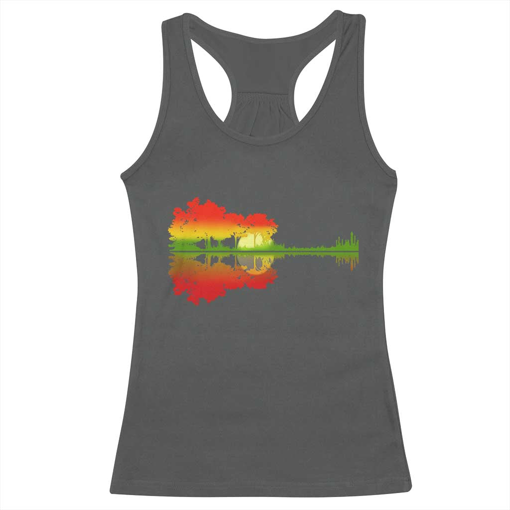 Reggae Music Guitar Lake Shadow Jamaica Rasta Racerback Tank Top TS11 Dark Heather Print Your Wear