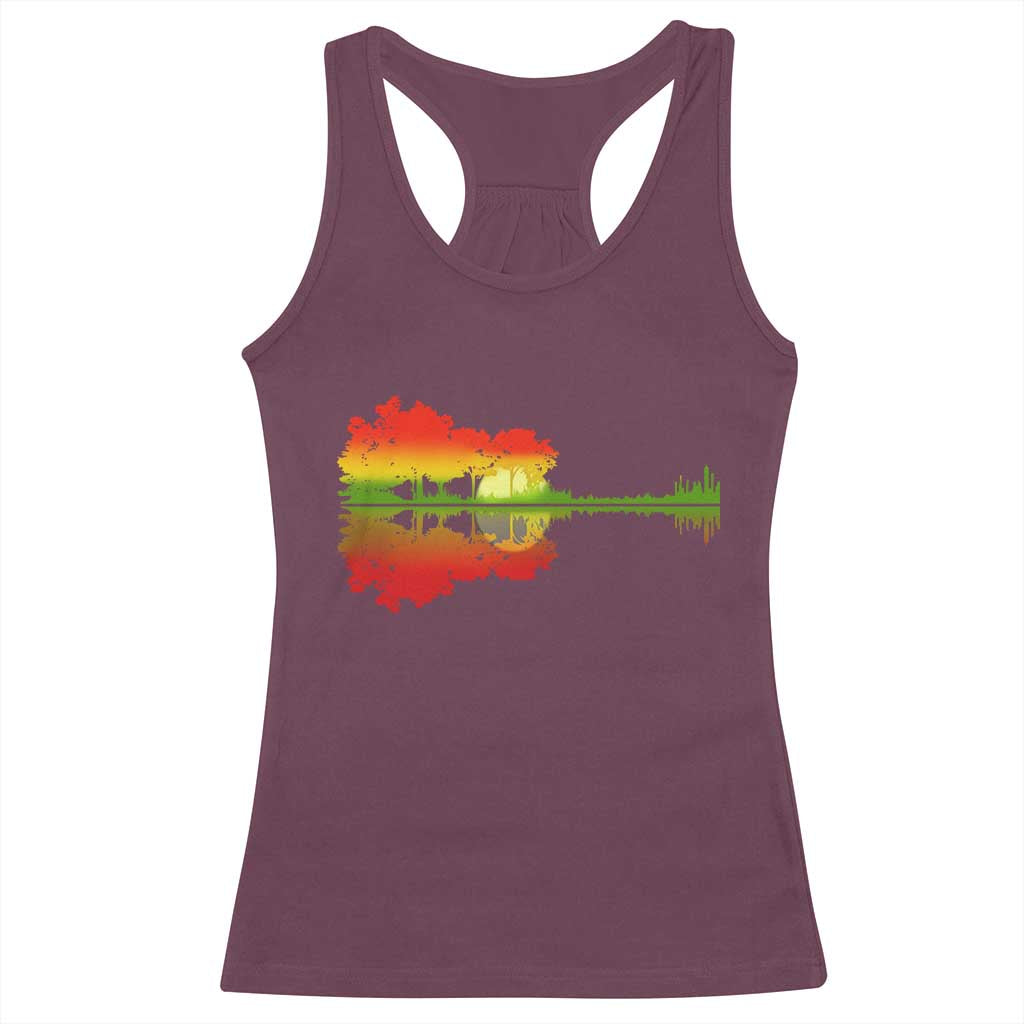 Reggae Music Guitar Lake Shadow Jamaica Rasta Racerback Tank Top TS11 Maroon Print Your Wear