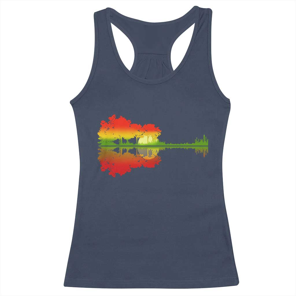Reggae Music Guitar Lake Shadow Jamaica Rasta Racerback Tank Top TS11 Navy Print Your Wear