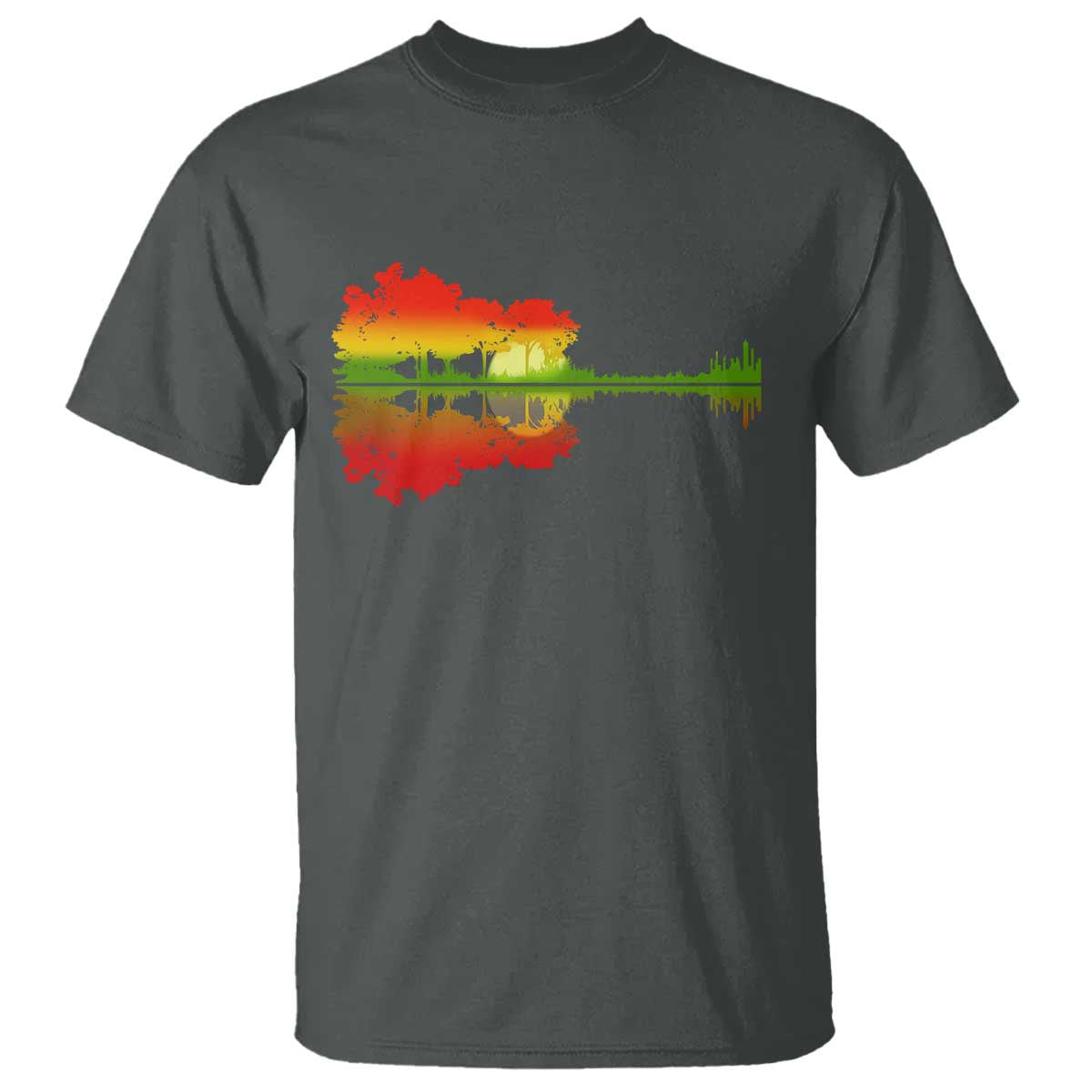 Reggae Music Guitar Lake Shadow Jamaica Rasta T Shirt TS11 Dark Heather Print Your Wear