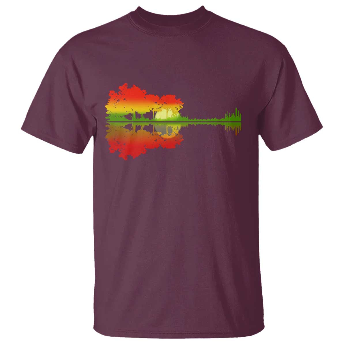 Reggae Music Guitar Lake Shadow Jamaica Rasta T Shirt TS11 Maroon Print Your Wear