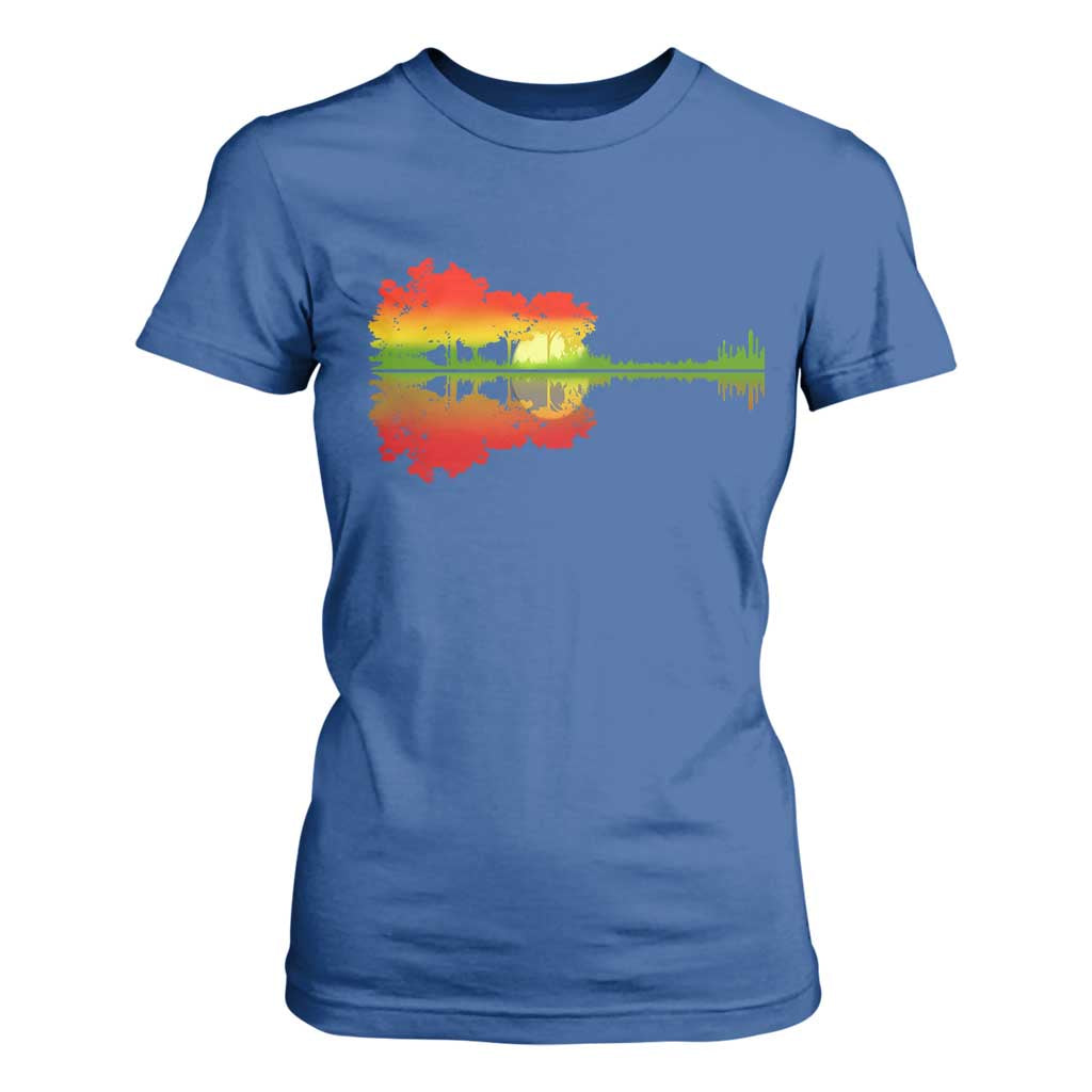 Reggae Music Guitar Lake Shadow Jamaica Rasta T Shirt For Women TS11 Royal Blue Print Your Wear