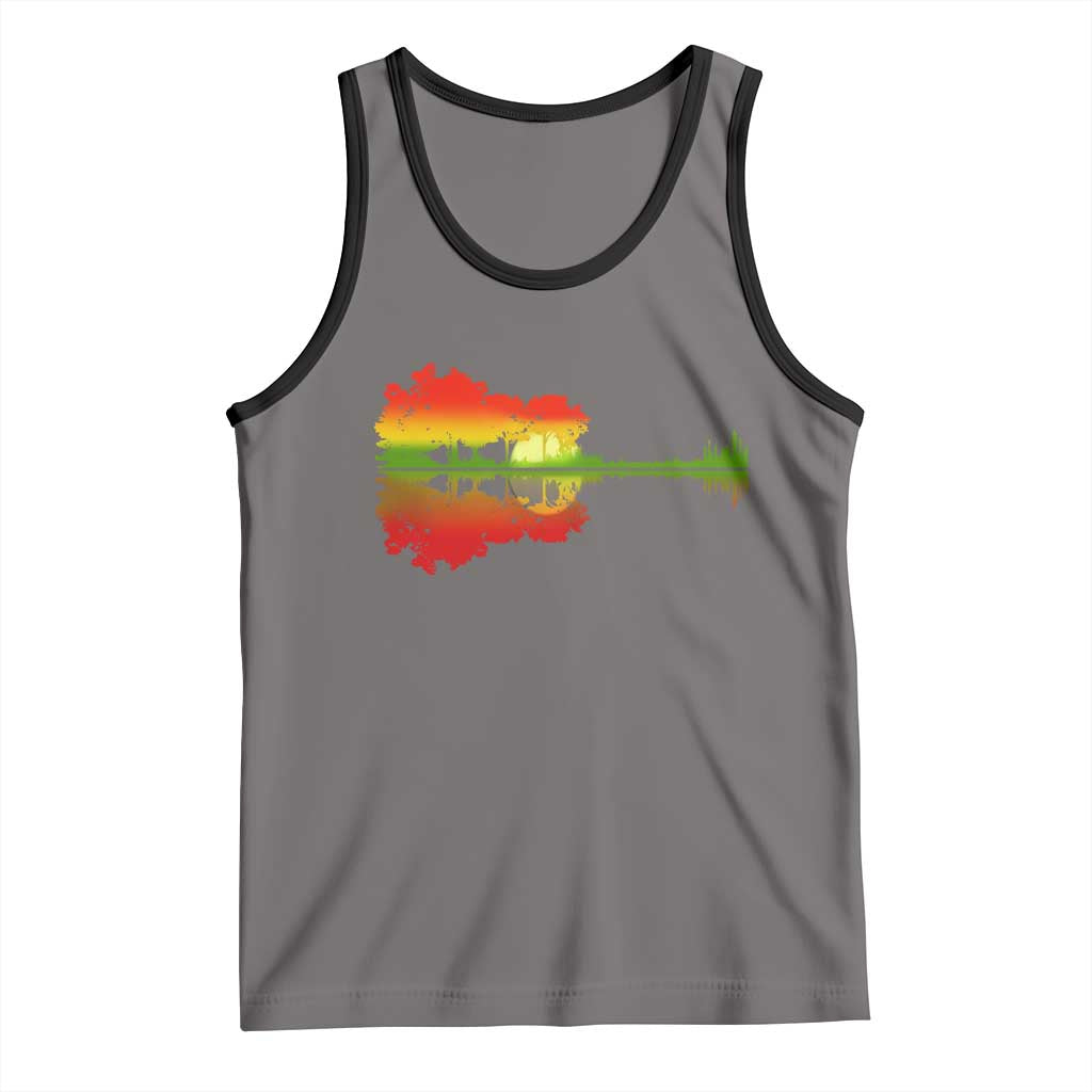 Reggae Music Guitar Lake Shadow Jamaica Rasta Tank Top TS11 Deep Heather Black Print Your Wear