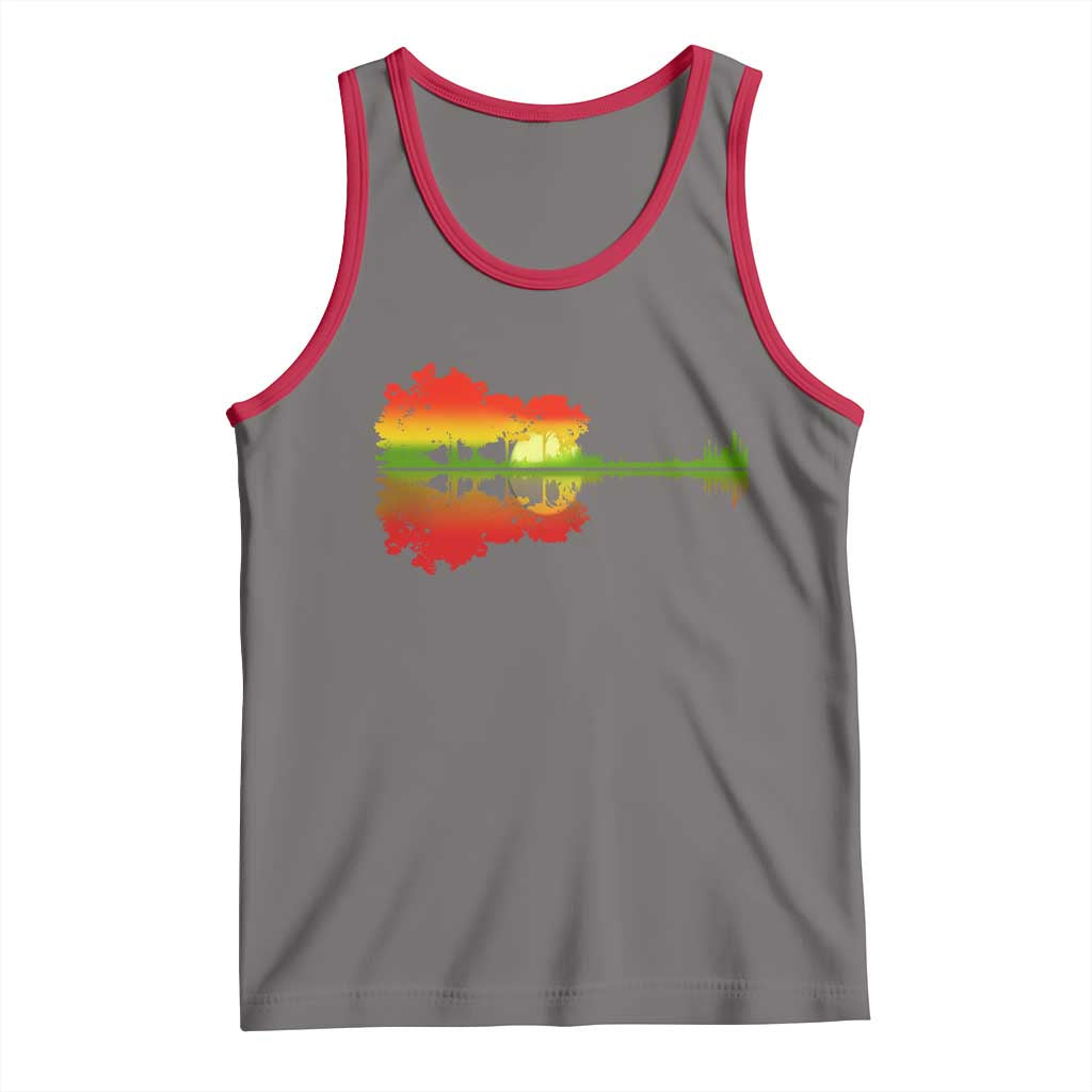 Reggae Music Guitar Lake Shadow Jamaica Rasta Tank Top TS11 Deep Heather Red Print Your Wear