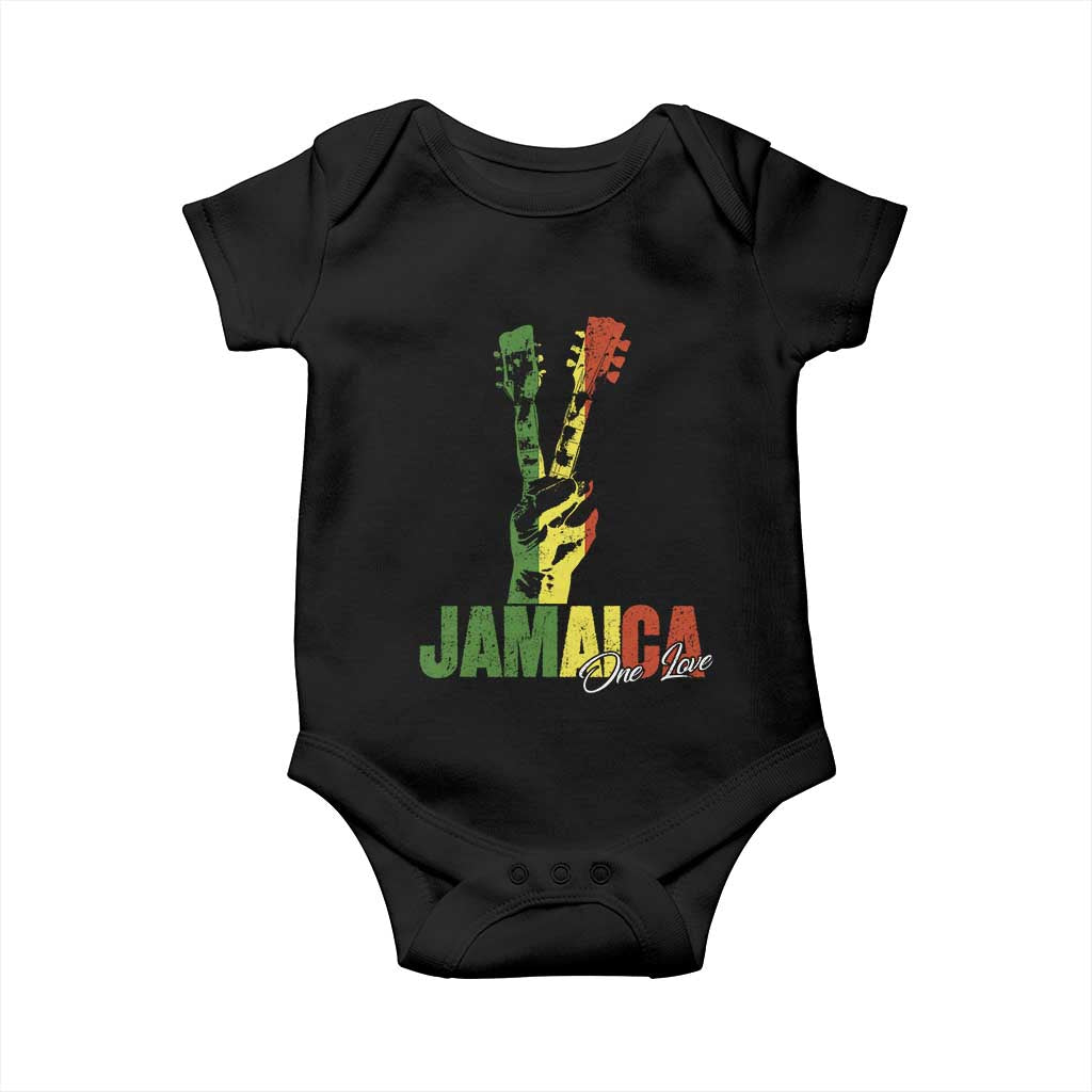 Jamaica One Love Reggae Music Baby Onesie Rasta Peace Hand Guitar TS11 Black Print Your Wear