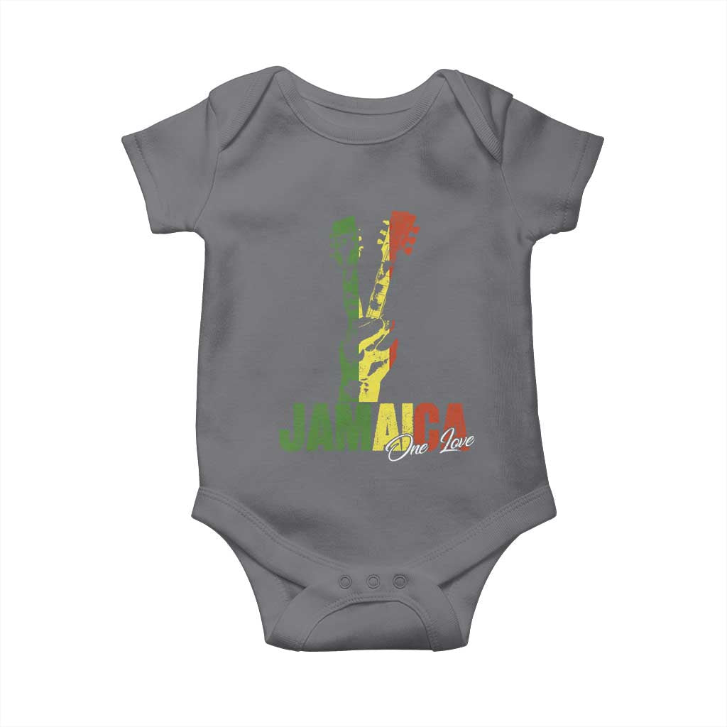 Jamaica One Love Reggae Music Baby Onesie Rasta Peace Hand Guitar TS11 Charcoal Print Your Wear