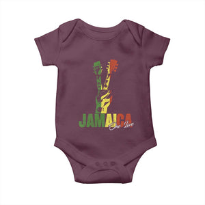 Jamaica One Love Reggae Music Baby Onesie Rasta Peace Hand Guitar TS11 Maroon Print Your Wear