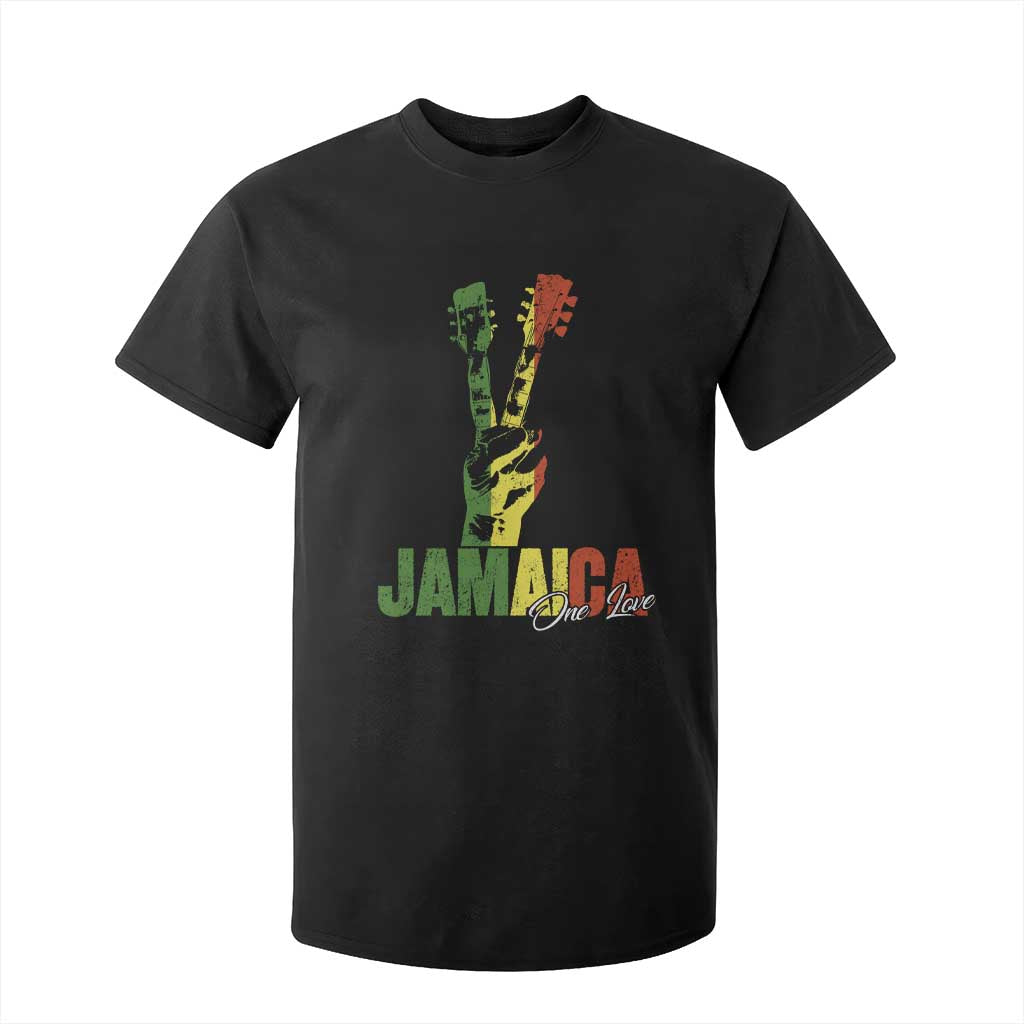 Jamaica One Love Reggae Music T Shirt For Kid Rasta Peace Hand Guitar TS11 Black Print Your Wear