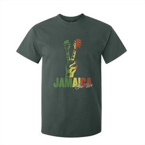 Jamaica One Love Reggae Music T Shirt For Kid Rasta Peace Hand Guitar TS11 Dark Forest Green Print Your Wear
