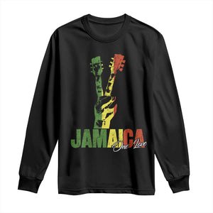 Jamaica One Love Reggae Music Long Sleeve Shirt Rasta Peace Hand Guitar TS11 Black Print Your Wear