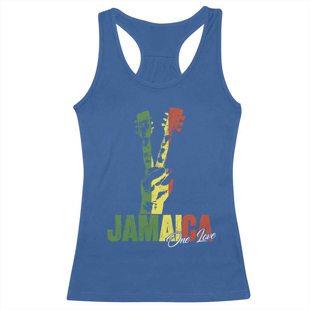 Jamaica One Love Reggae Music Racerback Tank Top Rasta Peace Hand Guitar TS11 Royal Blue Print Your Wear