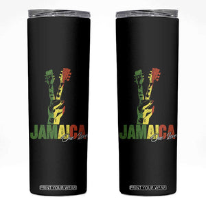 Jamaica One Love Reggae Music Skinny Tumbler Rasta Peace Hand Guitar TS11 Black Print Your Wear