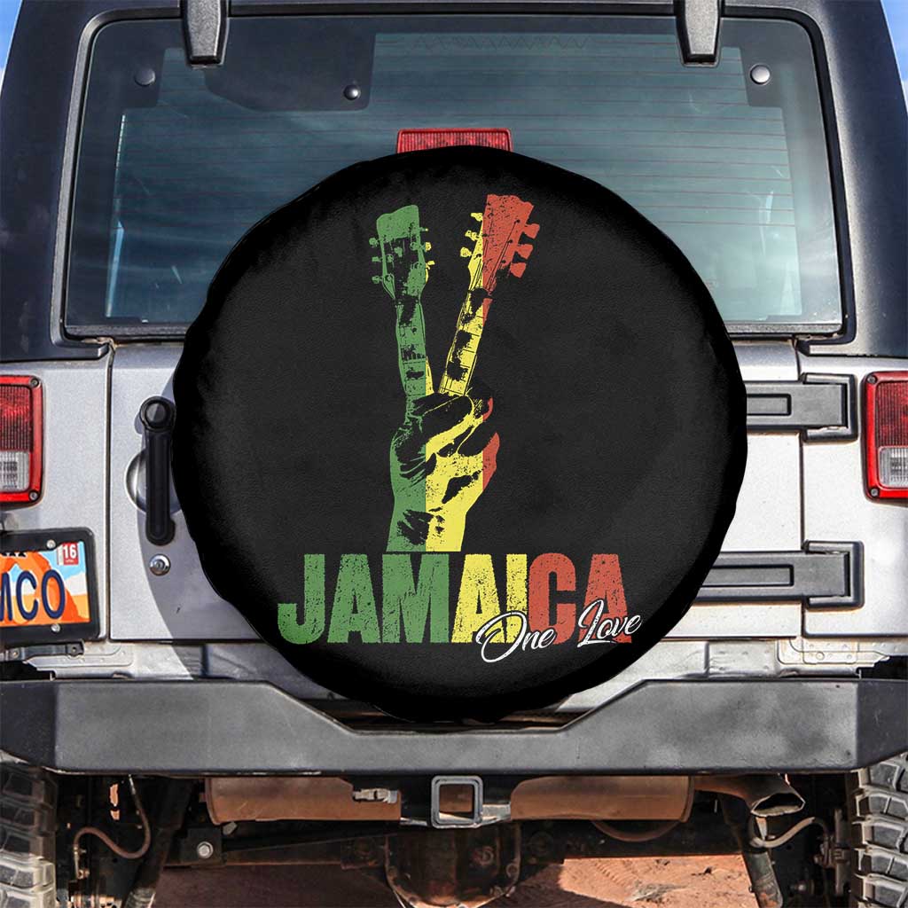 Jamaica One Love Reggae Music Spare Tire Cover Rasta Peace Hand Guitar TS11 No hole Black Print Your Wear