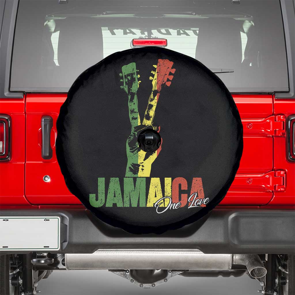 Jamaica One Love Reggae Music Spare Tire Cover Rasta Peace Hand Guitar TS11 Black Print Your Wear