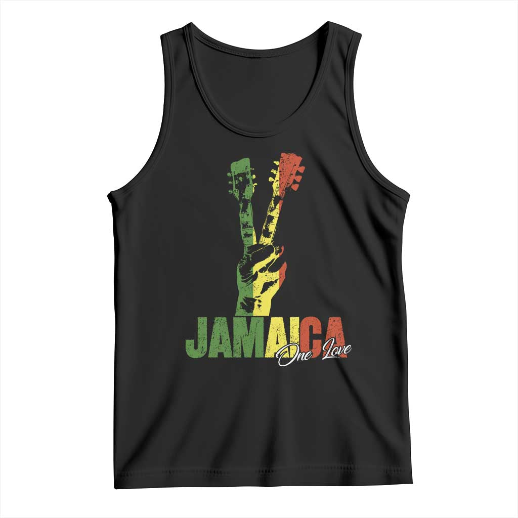 Jamaica One Love Reggae Music Tank Top Rasta Peace Hand Guitar TS11 Black Print Your Wear